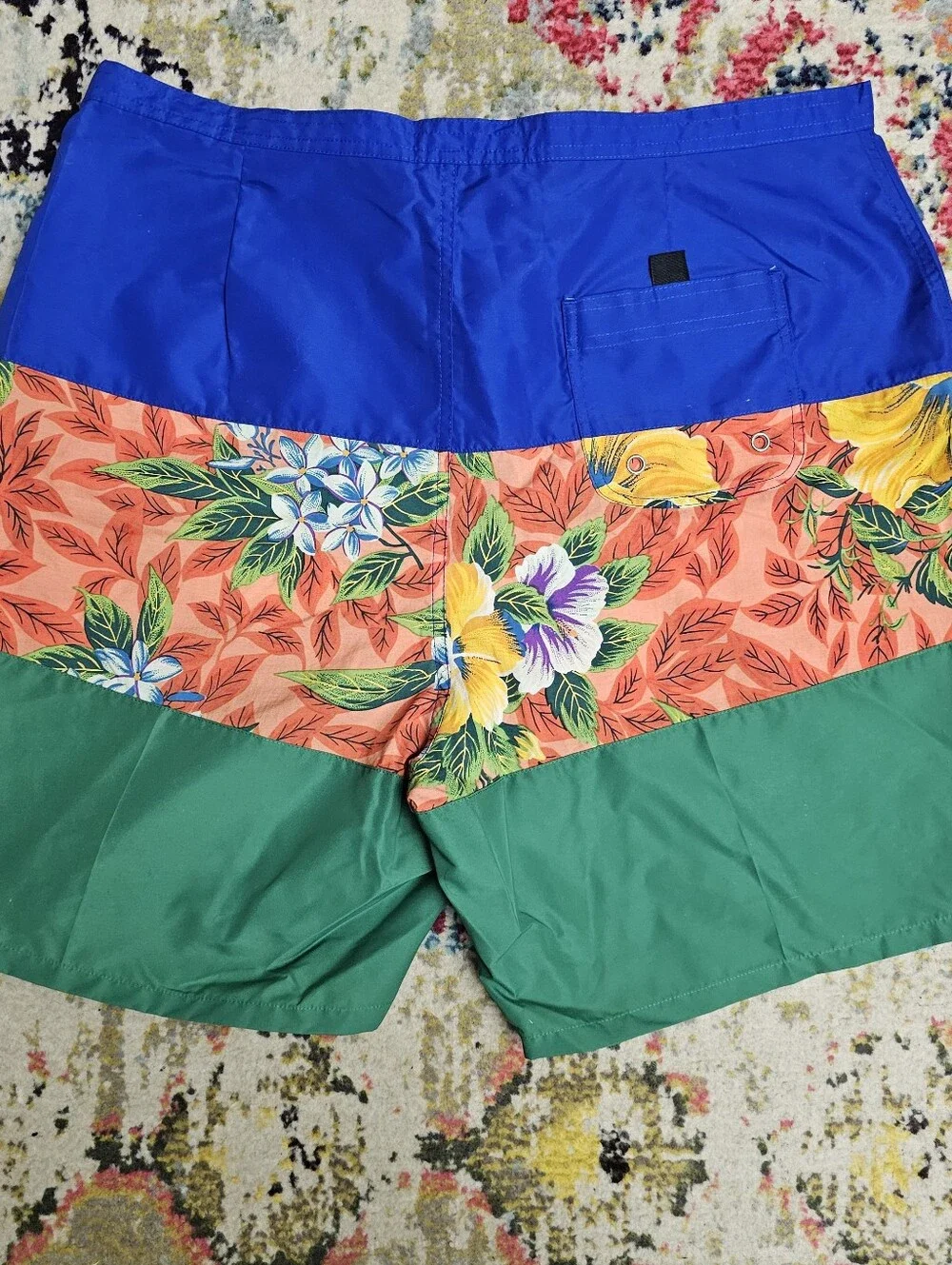 POLO SPORT RALPH LAUREN Nylon Swim Trunks Mens Large Board Shorts Floral Block